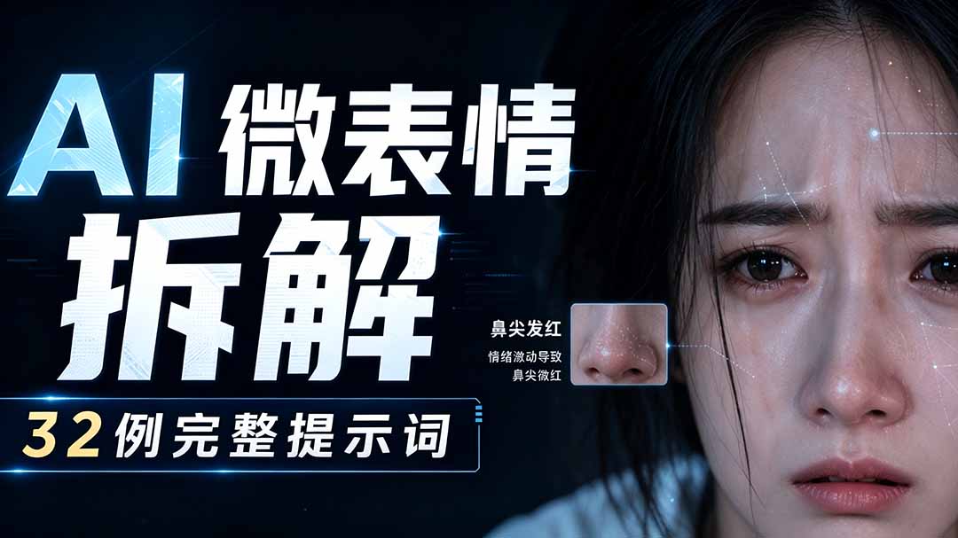 AI微表情拆解提示词合集，精准调控AI角色表情，告别塑料感、AI面瘫脸。-海之城短剧项目