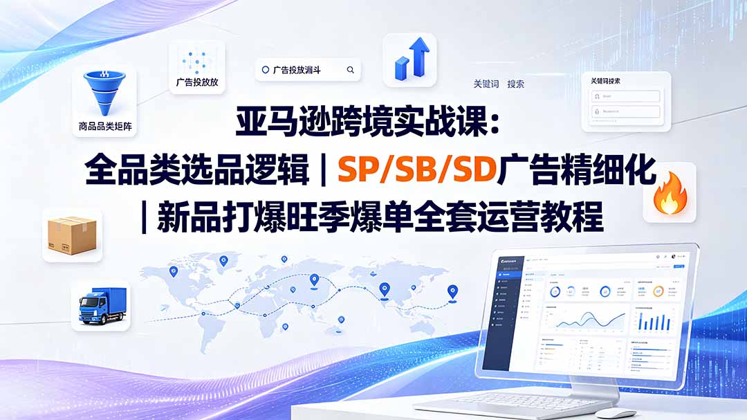 亚马逊跨境实战课-更新：全品类选品逻辑｜SP/SB/SD广告精细化｜新品打爆旺季爆单全套运营教程-海之城短剧项目