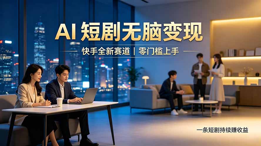 别乱找副业了，快手 AI 短剧零门槛长久被动增收-海之城短剧项目
