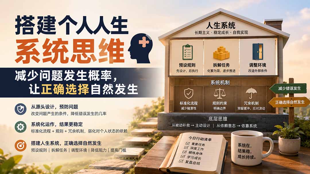 付费文章：搭建个人人生系统思维：减少问题发生概率，让正确选择自然发生-海之城短剧项目