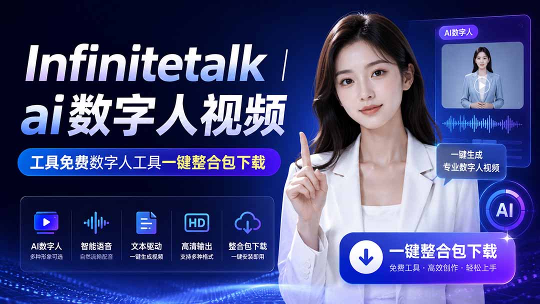 Infinitetalk丨ai数字人视频-工具免费数字人工具一键整合包下载-海之城短剧项目