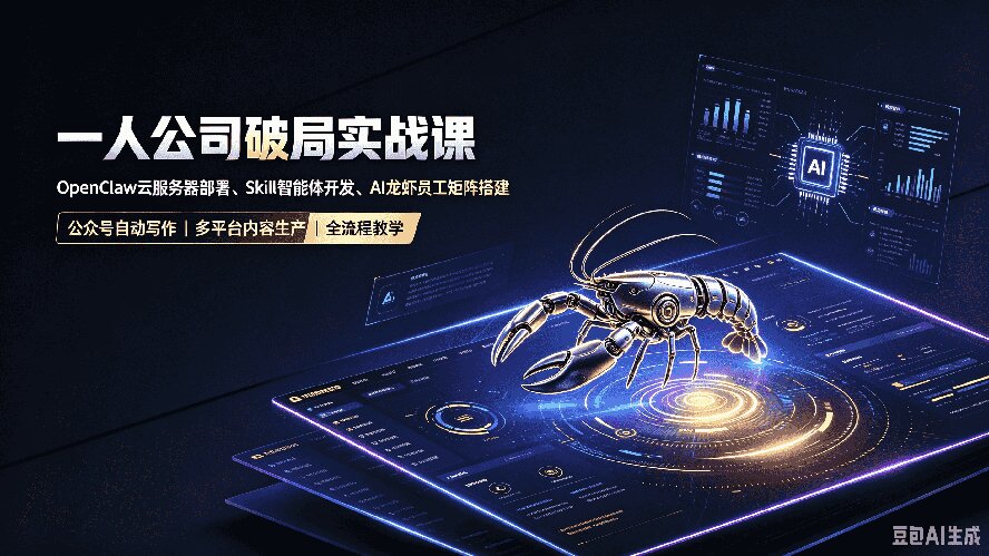 一人公司破局实战课｜OpenClaw云服务器部署、Skill智能体开发、AI龙虾员工矩阵搭建，公众号自动写作与多平台内容...-海之城短剧项目