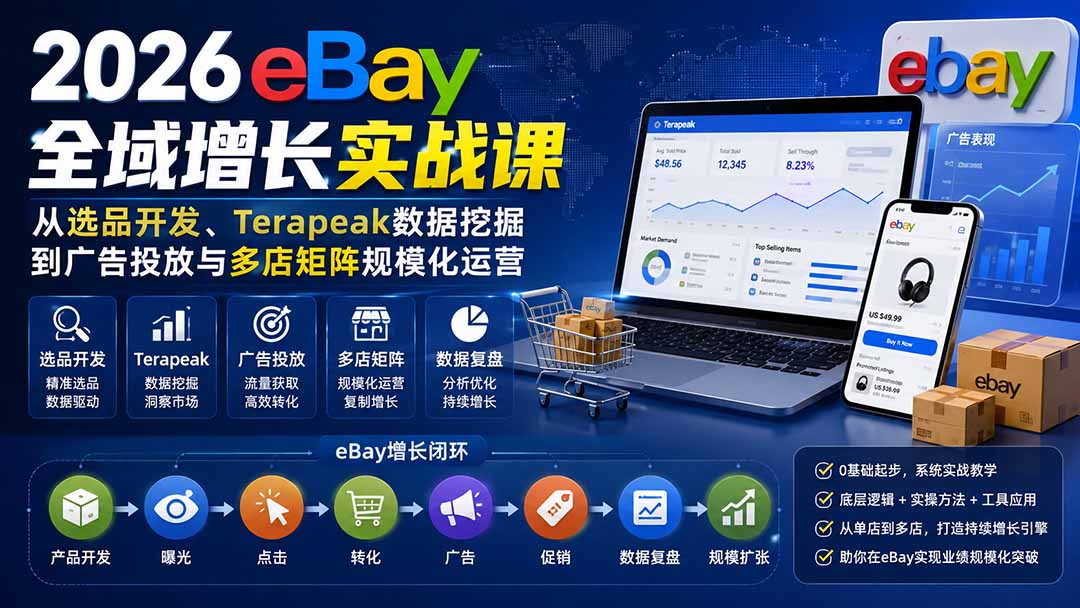 2026-Vincent eBay全域增长实战课-无水印：从选品开发、Terapeak数据挖掘到广告投放与多店矩阵规模化运营-海之城短剧项目