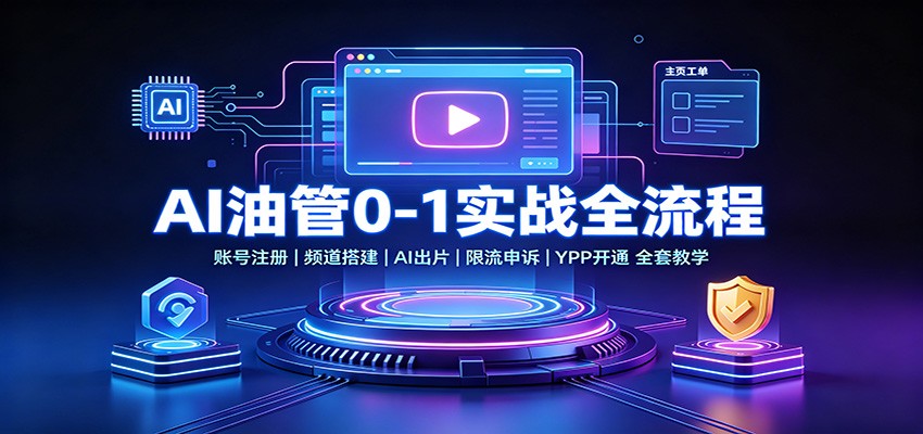 AI油管0-1实战：账号注册频道搭建，AI出片，限流申诉，YPP开通全套教学-海之城短剧项目