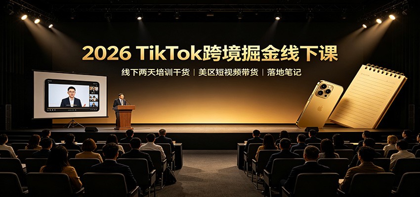 2026 TikTok跨境掘金线下课：线下两天培训干货，美区短视频带货落地笔记-海之城短剧项目