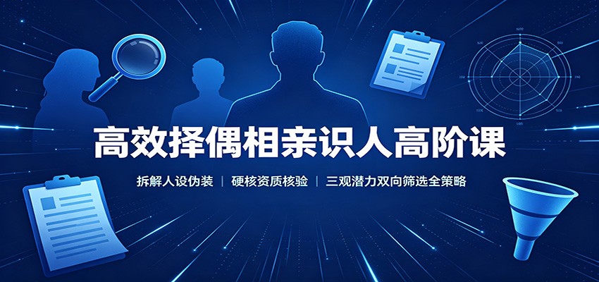 高效择偶相亲识人高阶课：拆解人设伪装，硬核资质核验，三观潜力双向筛选全策略-海之城短剧项目