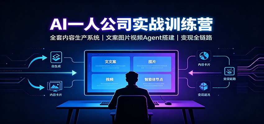 AI创作一人公司实战训练营：全套内容生产系统，文案图片视频Agent搭建变现全链路-海之城短剧项目