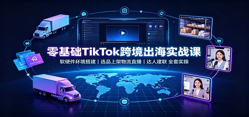 零基础TikTok跨境出海实战课：软硬件环境搭建，选品上架物流直播，达人建联全套实操 - 福缘网
