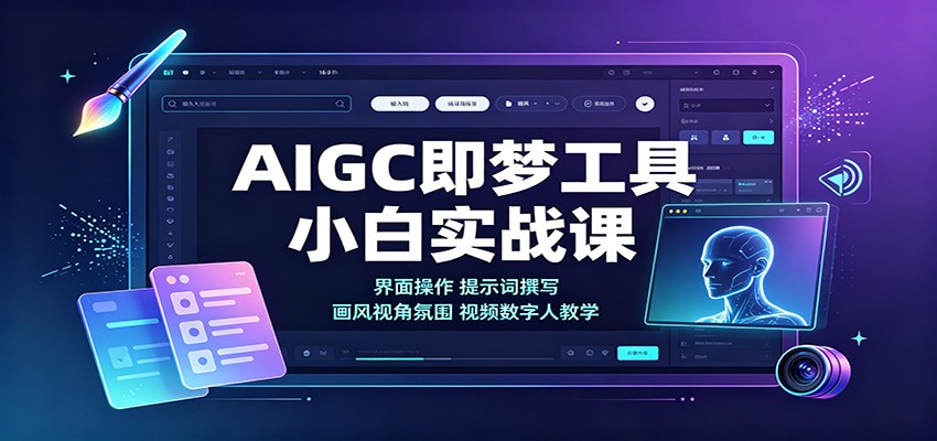 AIGC即梦工具小白实战课：界面操作，提示词撰写，画风视角氛围视频数字人教学-海之城短剧项目