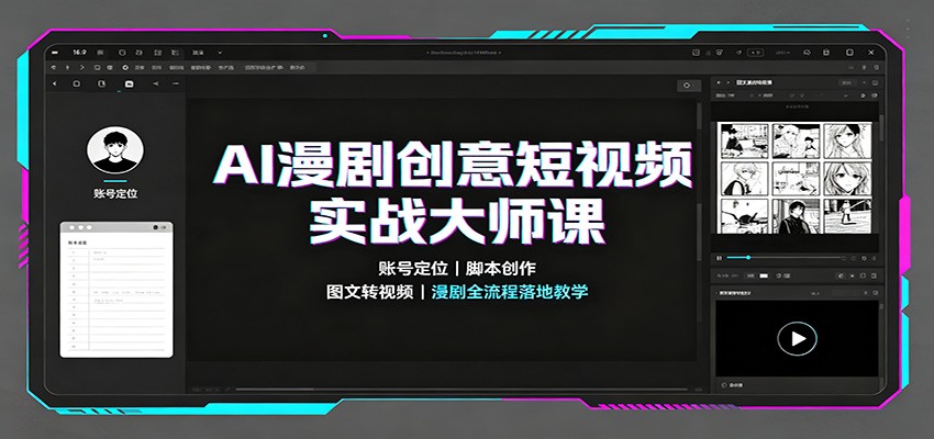 AI漫剧创意短视频实战大师课：账号定位脚本创作，图文转视频，漫剧全流程落地教学-海之城短剧项目