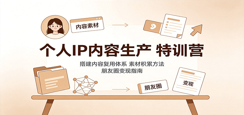 个人IP内容生产特训营：搭建内容复用体系，素材积累方法，朋友圈变现指南-海之城短剧项目
