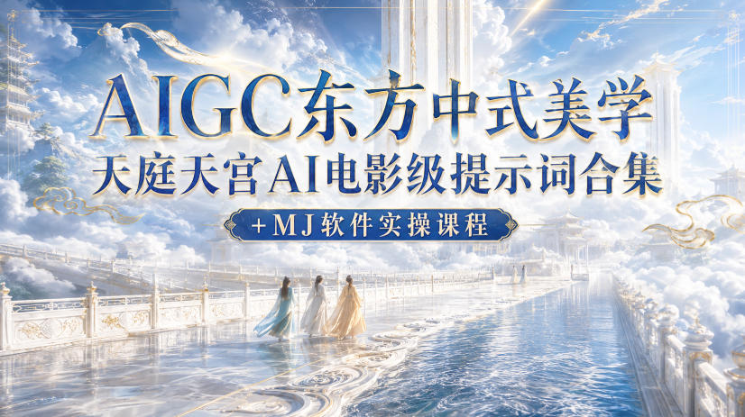 AIGC东方中式美学天庭天宫AI电影级提示词合集+MJ软件实操课程-海之城短剧项目