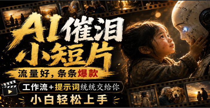 AI催泪小短片，流量好，条条爆款，工作流+提示词统统交给你，小白轻松上手-海之城短剧项目