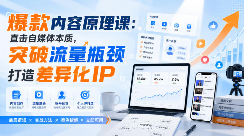 爆款内容原理课：直击自媒体本质，突破流量瓶颈打造差异化IP-海之城短剧项目