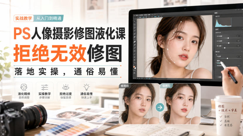 PS人像摄影修图液化课，拒绝无效修图，落地实操，通俗易懂 - 冒泡网