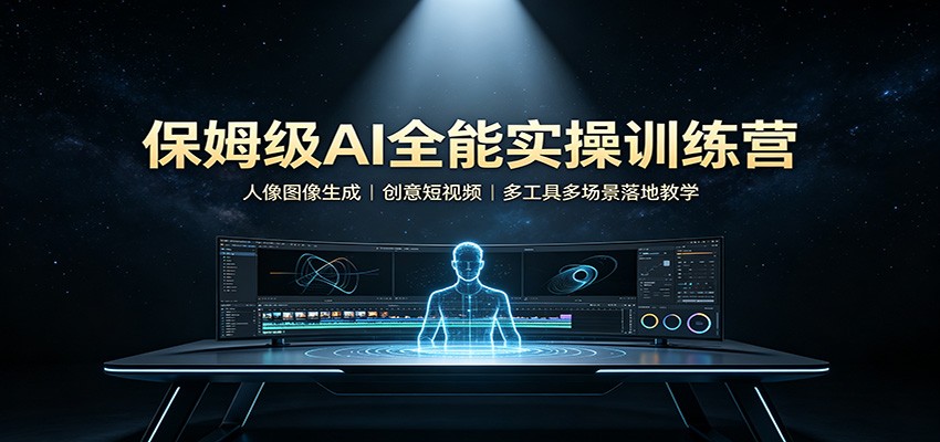 保姆级AI全能实操训练营：人像图像生成，创意短视频，多工具多场景落地教学-海之城短剧项目