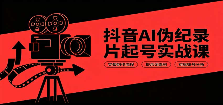 抖音AI伪纪录片起号实战课：完整制作流程，提示词素材，对标账号分析-海之城短剧项目