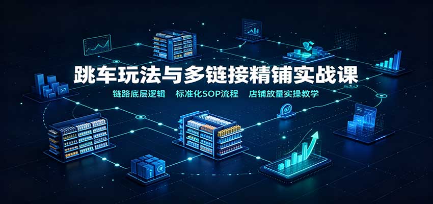 跳车玩法与多链接精铺实战课：链路底层逻辑，标准化SOP流程，店铺放量实操教学-海之城短剧项目