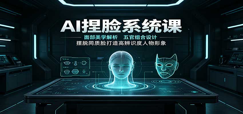AI捏脸系统课：面部美学解析，五官组合设计，摆脱同质脸打造高辨识度人物形象-海之城短剧项目