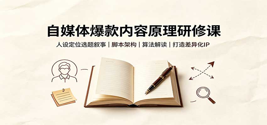 自媒体爆款内容原理研修课：人设定位选题叙事，脚本架构，算法解读打造差异化IP-海之城短剧项目