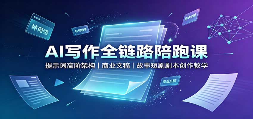 AI写作全链路陪跑课：提示词高阶架构，商业文稿，故事短剧剧本创作教学-海之城短剧项目