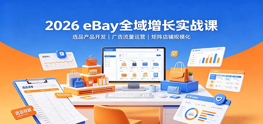 2026 eBay全域增长实战课：选品产品开发，广告流量运营，矩阵店铺规模化-海之城短剧项目