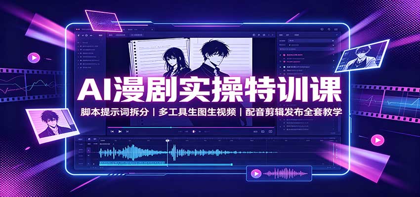 AI漫剧实操特训课：脚本提示词拆分，多工具生图生视频，配音剪辑发布全套教学-海之城短剧项目