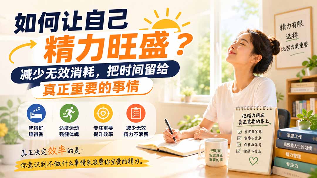 付费文章：如何让自己精力旺盛？减少无效消耗，把时间留给真正重要的事情-海之城短剧项目