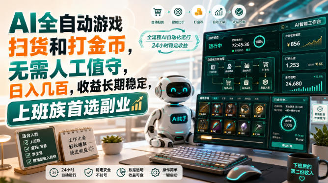 AI全自动游戏扫货和打金币，日入几百，无需人工值守！-海之城短剧项目