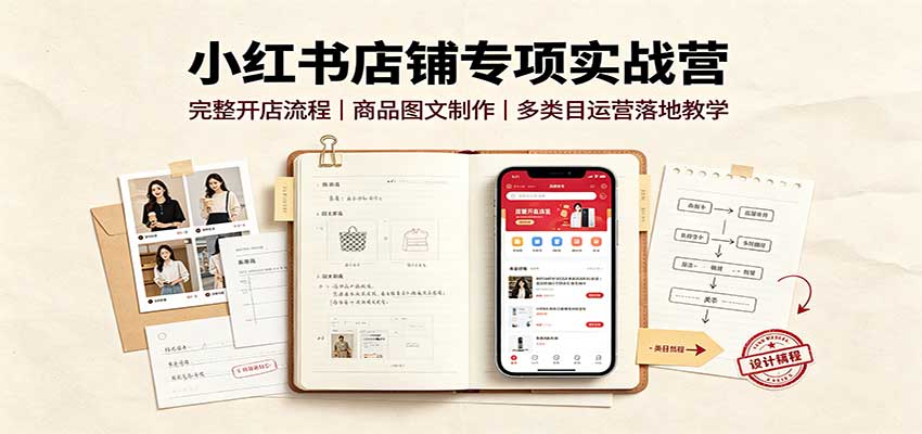 小红书店铺专项实战营：完整开店流程，商品图文制作，多类目运营落地教学-海之城短剧项目