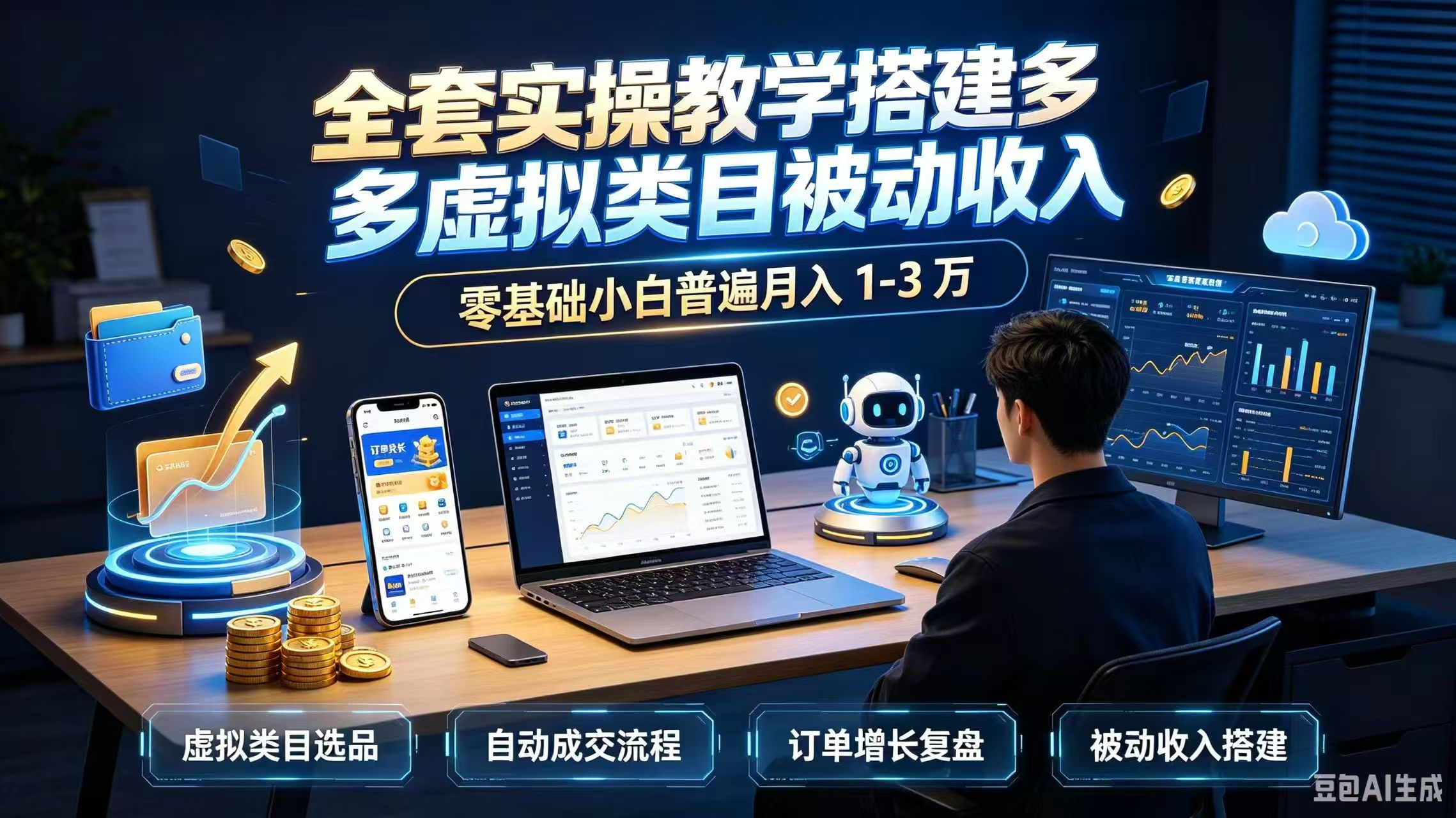 全套实操教学搭建多多虚拟类目被动收入，零基础小白普遍月入 1-3 万-海之城短剧项目