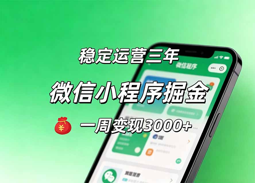 月收益稳定1W+的微信小程序，前期积累客户，后期躺平养老，小白轻松上手 - 中创网
