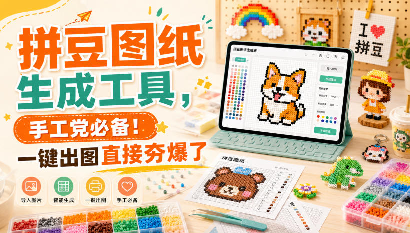 拼豆图纸生成工具，手工党必备！一键出图直接夯爆了 - 冒泡网