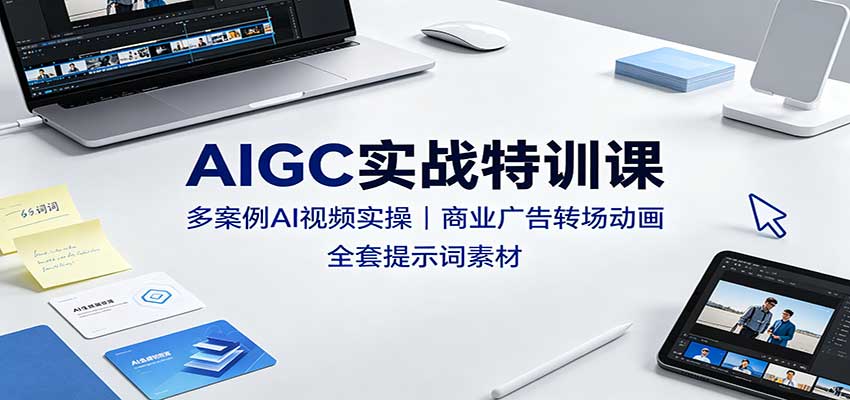 AIGC实战特训课：多案例AI视频实操，商业广告转场动画，全套提示词素材 - 福缘网