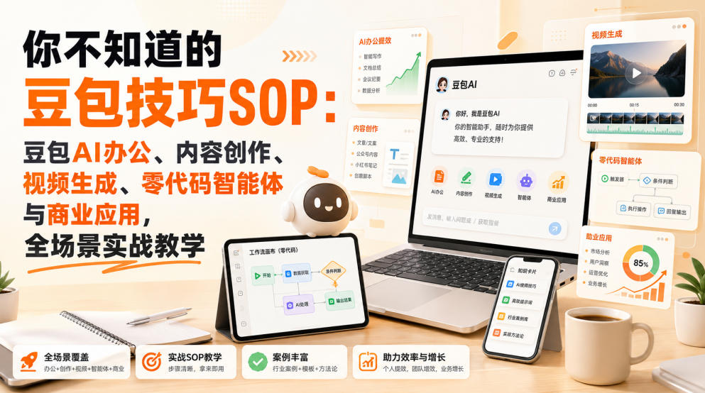 你不知道的豆包技巧SOP：豆包AI办公、内容创作、视频生成、零代码智能体与商业应用，全场景实战教学 - 冒泡网
