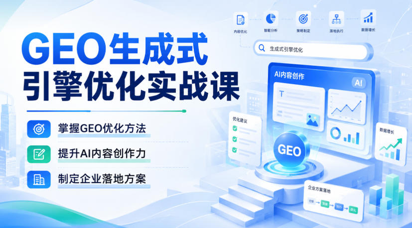 GEO生成式引擎优化实战课，掌握GEO优化方法，提升AI内容创作力，制定企业落地方案 - 冒泡网