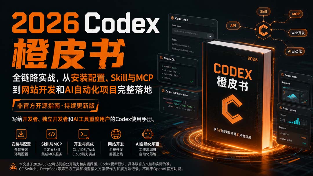 2026Codex橙皮书：全链路实战，从安装配置、Skill与MCP到网站开发和AI自动化项目完整落地-海之城短剧项目