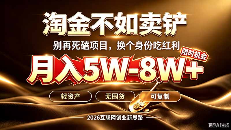 别再傻乎乎埋头跑项目！互联网真正赚钱逻辑：做卖铲人，拒绝当韭菜，逆风翻盘月入5-8W+-海之城短剧项目