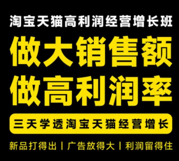 天猫淘宝高利润经营增长班杭州线下课31期8月22-24日，做大销售额做高利润率，三天学透淘宝天猫经营增长-海之城短剧项目