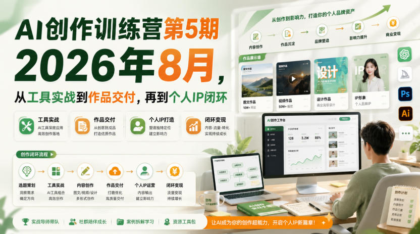 AI创作训练营第5期2026年8月，从工具实战到作品交付，再到个人IP闭环-海之城短剧项目