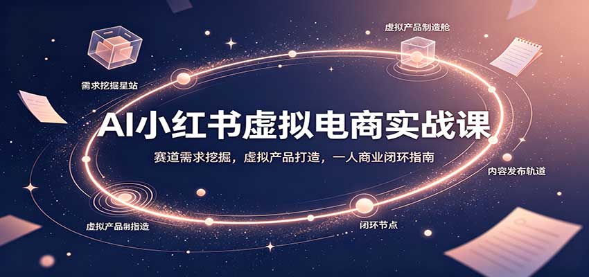 AI小红书虚拟电商实战课：赛道需求挖掘，虚拟产品打造，一人商业闭环指南-海之城短剧项目