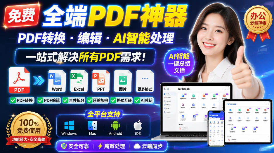 免费全端PDF神器，PDF转换·编辑·AI智能处理，一站式解决所有PDF需求! - 中创网