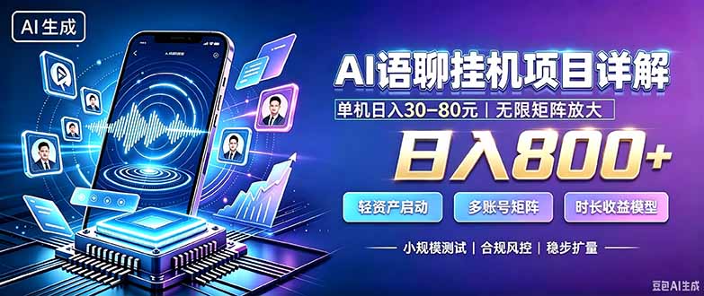 AI语聊挂机，日入800+，适用个人副业，工作室矩阵操作-海之城短剧项目