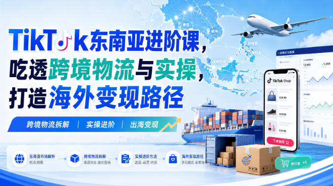 TikTok东南亚进阶课，吃透跨境物流与实操，打造海外变现路径-海之城短剧项目
