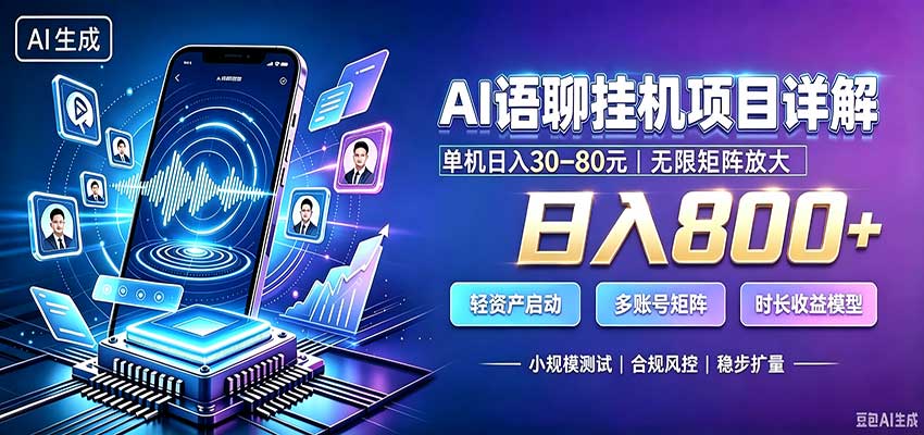 AI语聊挂机，日入800+，适用个人副业，工作室矩阵操作-海之城短剧项目