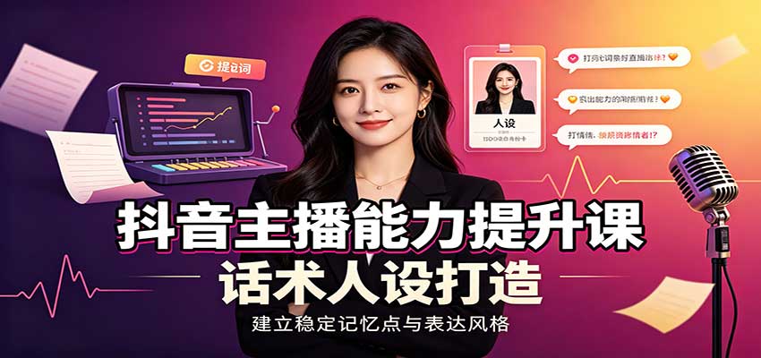 抖音主播能力提升课：账号底层逻辑，直播间搭建调试，话术人设打造全套教学-海之城短剧项目