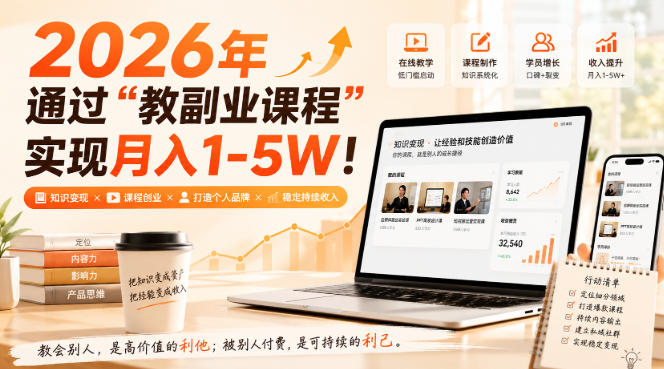 2026年通过“教副业课程”实现月入1-5W！毫无保留的全部教给你-海之城短剧项目