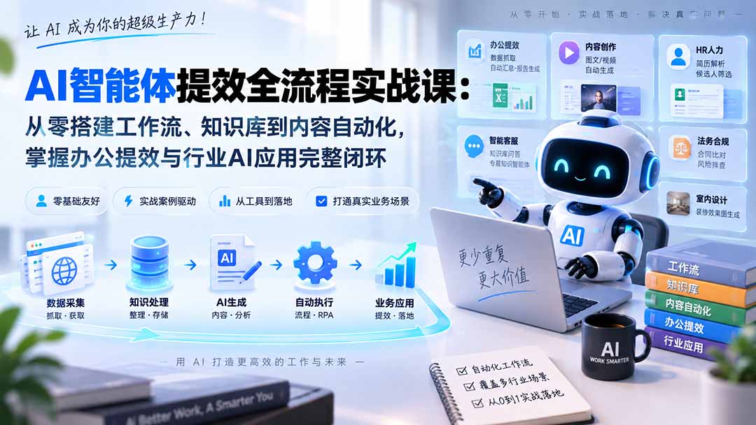 AI智能体提效全流程实战课：从零搭建工作流、知识库到内容自动化，掌握办公提效与行业AI应用完整闭环-海之城短剧项目