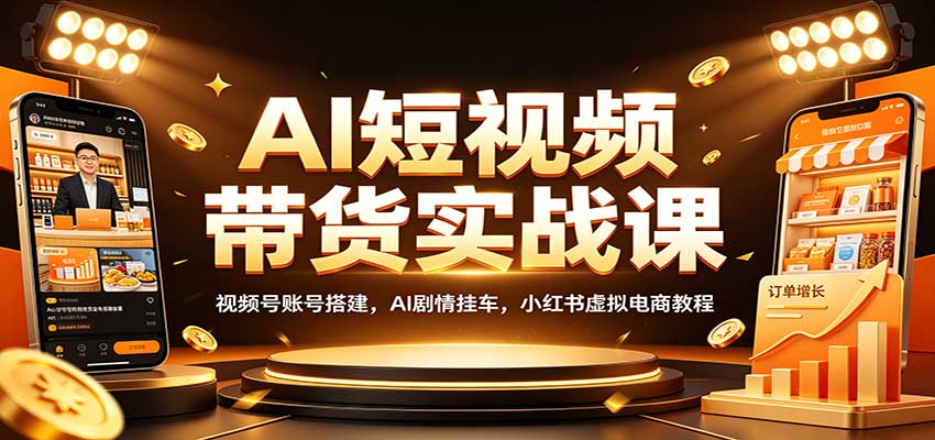 AI短视频带货实战课：视频号账号搭建，AI剧情挂车，小红书虚拟电商教程-海之城短剧项目