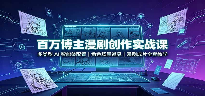 百万博主漫剧创作实战课：多类型AI智能体配置，角色场景道具，漫剧成片全套教学-海之城短剧项目
